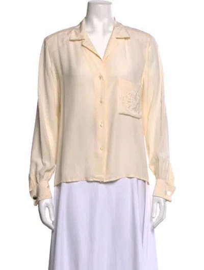 Pre-owned Chanel Vintage Silk Blouse In Neutrals