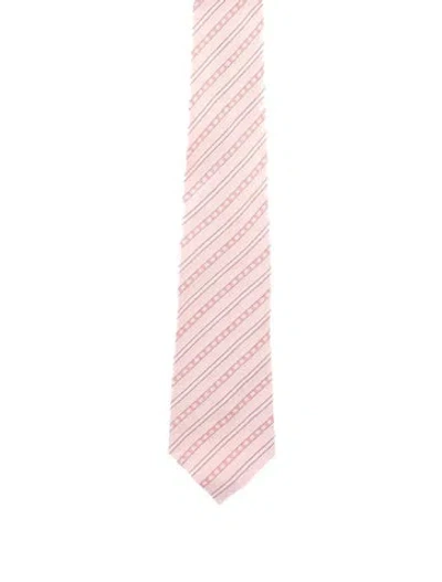 Pre-owned Chanel Vintage Silk Cc Pattern Tie In Pink