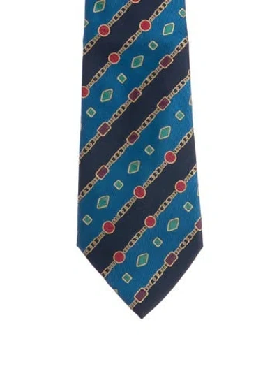 Pre-owned Chanel Vintage Silk Neck Tie In Blue