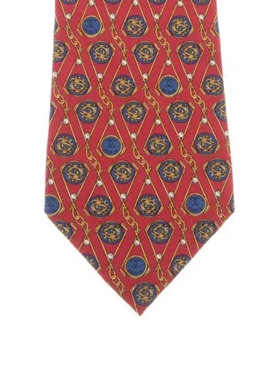 Pre-owned Chanel Vintage Silk Neck Tie In Red