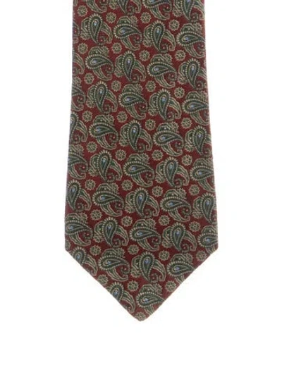 Pre-owned Chanel Vintage Silk Paisley Neck Tie In Green
