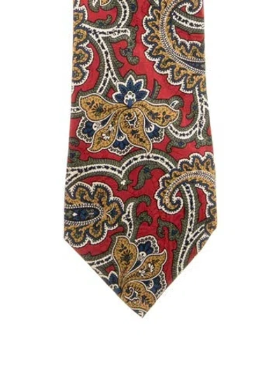 Pre-owned Chanel Vintage Silk Paisley Neck Tie In Red