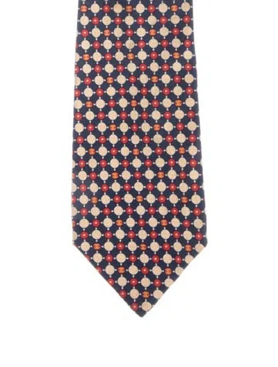 Pre-owned Chanel Vintage Silk Pattern Neck Tie In Blue/red