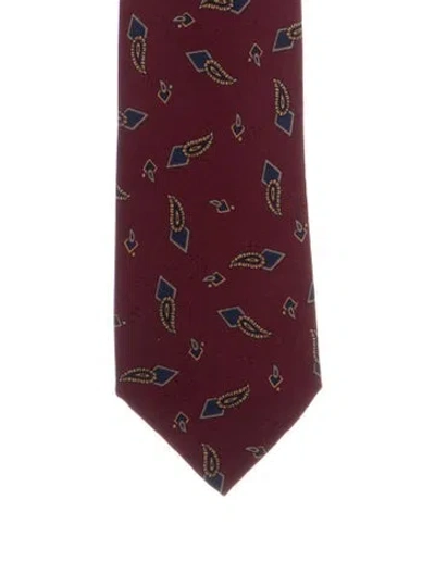 Pre-owned Chanel Vintage Silk Pattern Neck Tie In Burgundy
