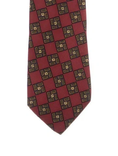 Pre-owned Chanel Vintage Silk Pattern Neck Tie In Burgundy