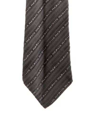 Pre-owned Chanel Vintage Silk Printed Neck Tie In Black