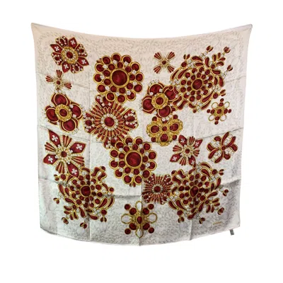 Pre-owned Chanel Vintage Silk Scarf In Sand