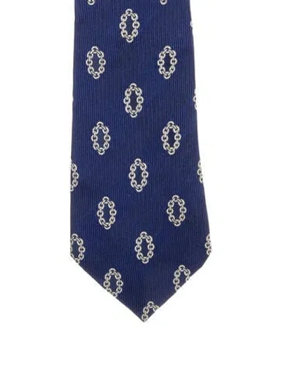 Pre-owned Chanel Vintage Silk Tie In Blue