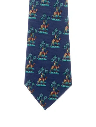 Pre-owned Chanel Vintage Silk Tie In Blue