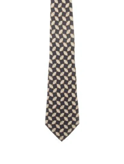 Pre-owned Chanel Vintage Silk Twill Football Tie In Black