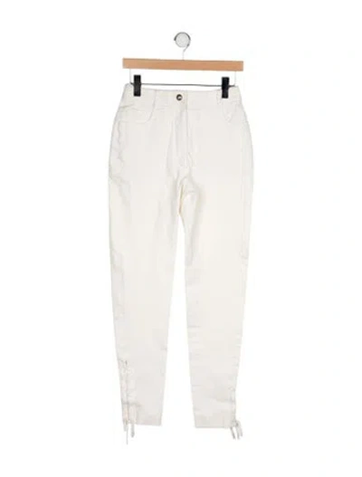 Pre-owned Chanel Vintage Skinny Leg Pants In White