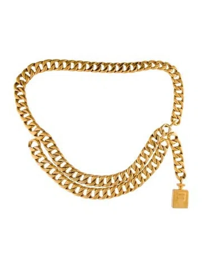 Pre-owned Chanel Vintage Skinny Waist Belt In Gold
