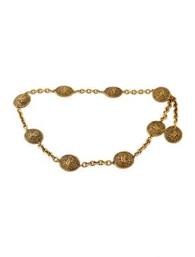 Pre-owned Chanel Vintage Skinny Waist Belt In Gold