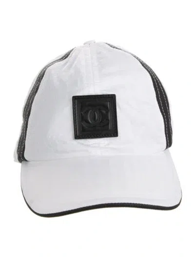 Pre-owned Chanel Vintage Sport Embossed Cc Baseball Cap In Black/white