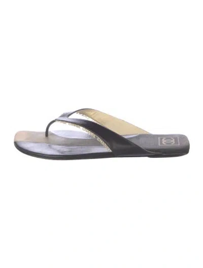 Pre-owned Chanel Vintage Sport Flip Flops In Black