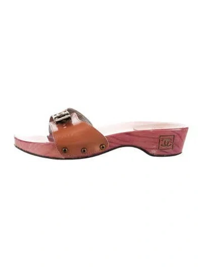 Pre-owned Chanel Vintage Sport Ligne Slides In Pink