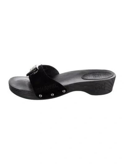 Pre-owned Chanel Vintage Sport Slides In Black