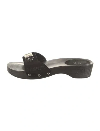 Pre-owned Chanel Vintage Sport Slides In Black
