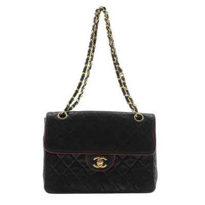 Pre-owned Chanel Vintage Square Classic Single Flap Bag Lamb Handbag () In Black