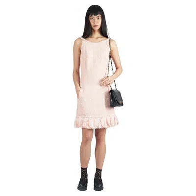 Pre-owned Chanel Vintage S/s 2007  Baby Pink/white Tweed A-line Knee Length Dress In Sand