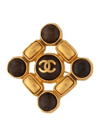 Pre-owned Chanel Vintage Stone Cc Pin Brooch In Multi