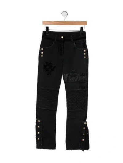Pre-owned Chanel Vintage Straight Leg Jeans In Black