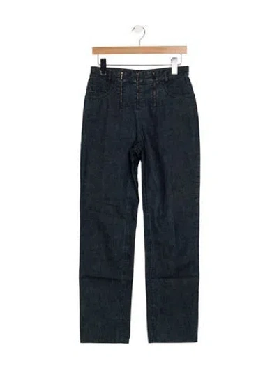 Pre-owned Chanel Vintage Straight Leg Jeans In Blue