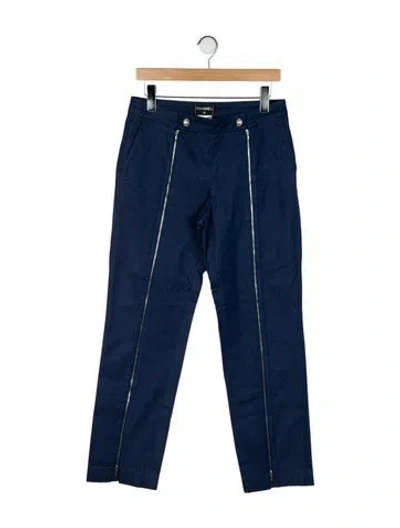 Pre-owned Chanel Vintage Straight Leg Jeans In Blue
