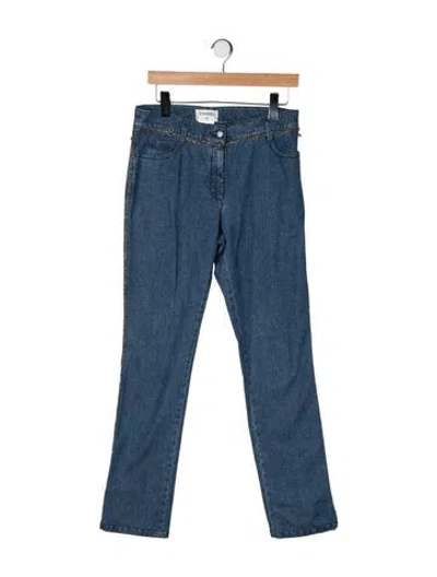 Pre-owned Chanel Vintage Straight Leg Jeans In Blue