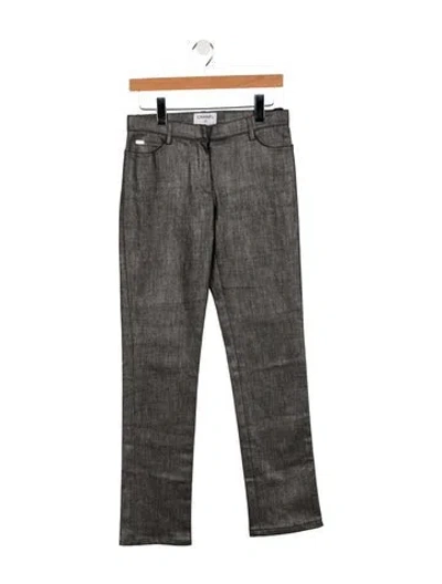 Pre-owned Chanel Vintage Straight Leg Jeans In Gray