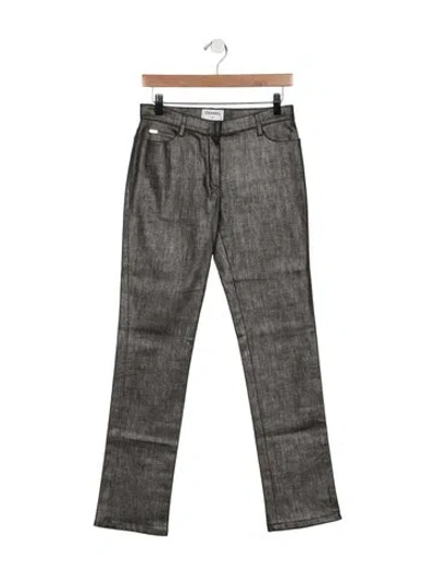 Pre-owned Chanel Vintage Straight Leg Jeans In Gray