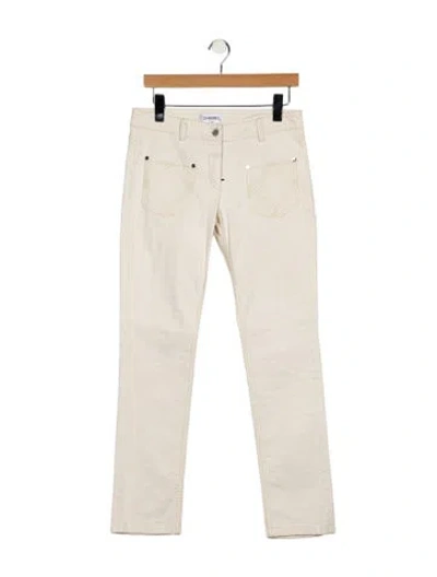 Pre-owned Chanel Vintage Straight Leg Jeans In Neutral