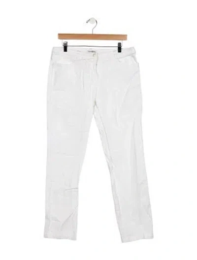Pre-owned Chanel Vintage Straight Leg Jeans In White