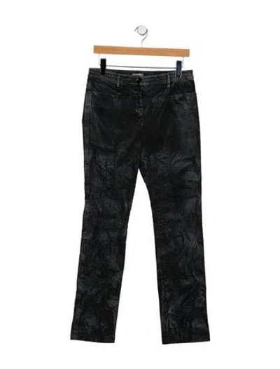 Pre-owned Chanel Vintage Straight Leg Pants In Black