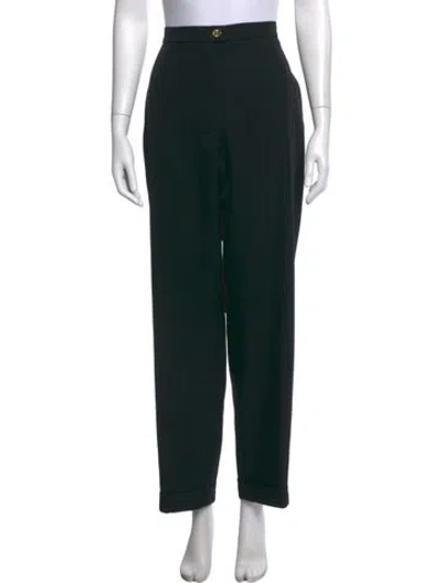 Pre-owned Chanel Vintage Straight Leg Pants In Black