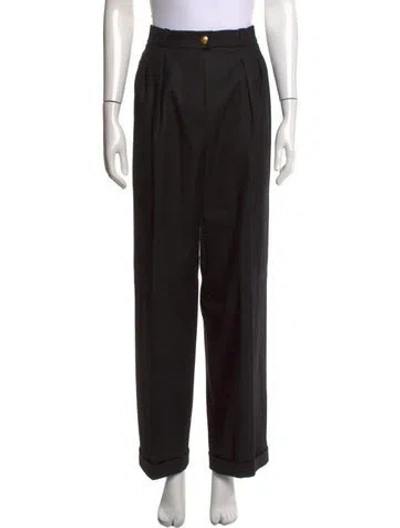 Pre-owned Chanel Vintage Straight Leg Pants In Black