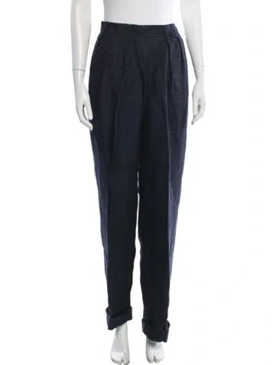 Pre-owned Chanel Vintage Straight Leg Pants In Blue