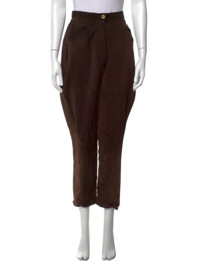 Pre-owned Chanel Vintage Straight Leg Pants In Brown