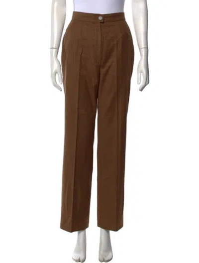 Pre-owned Chanel Vintage Straight Leg Pants In Brown