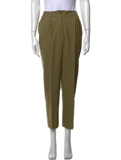 Pre-owned Chanel Vintage Straight Leg Pants In Green