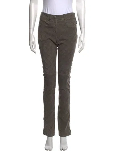 Pre-owned Chanel Vintage Straight Leg Pants In Green/grey