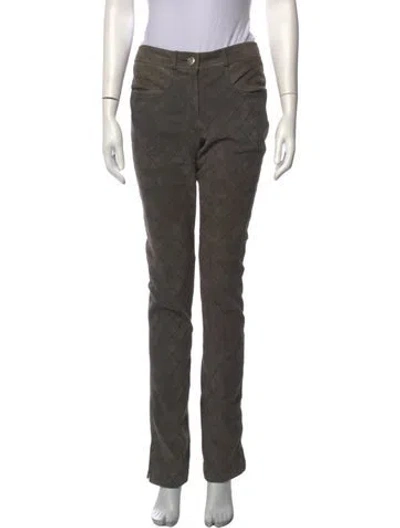 Pre-owned Chanel Vintage Straight Leg Pants In Green/grey