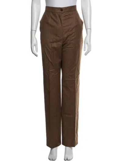 Pre-owned Chanel Vintage Straight Leg Pants W/ Tags In Brown