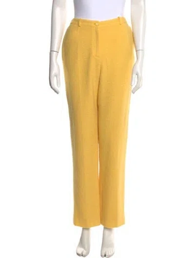 Pre-owned Chanel Vintage Straight Leg Pants In Yellow