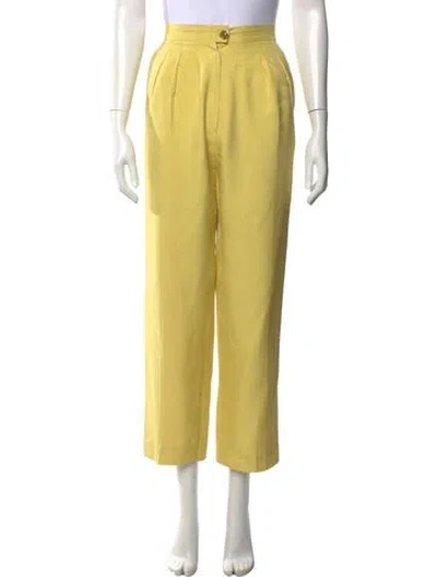 Pre-owned Chanel Vintage Straight Leg Pants In Yellow