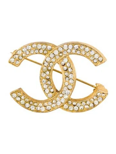 Pre-owned Chanel Vintage Strass Cc Pin Brooch In Multi
