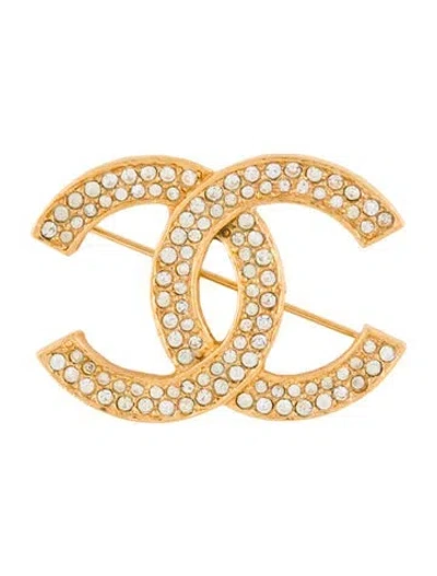 Pre-owned Chanel Vintage Strass Cc Pin Brooch In Multi