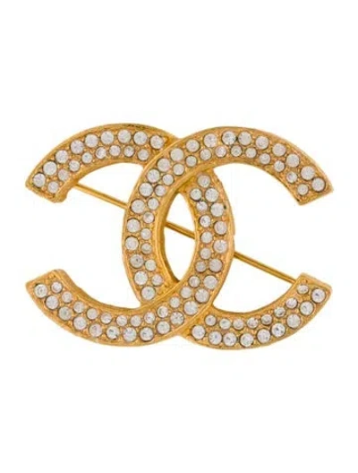 Pre-owned Chanel Vintage Strass Cc Pin Brooch In Multi