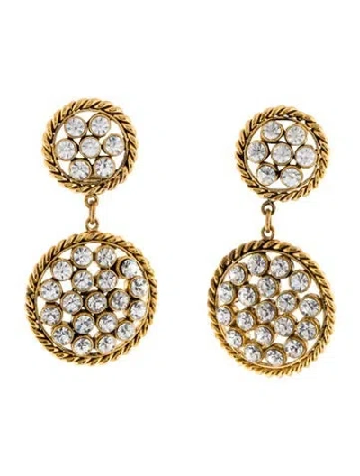 Pre-owned Chanel Vintage Strass Clip-on Drop Earrings In Multi