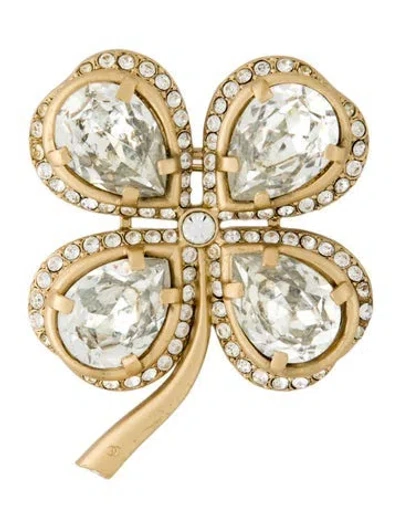 Pre-owned Chanel Vintage Strass Clover Brooch In Multi